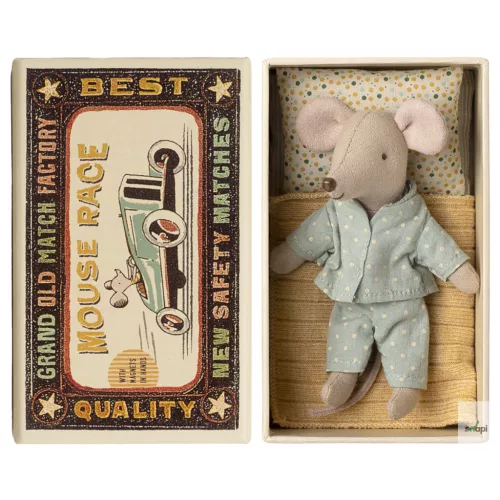 MAILEG KIS TESTVÉR EGÉRFIÚ GYUFÁSDOBOZBAN, MÁGNESES MANCSOKKAL