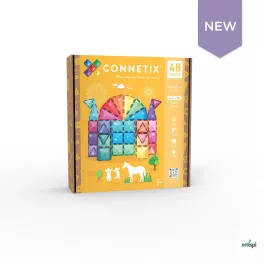  CONNETIX GLITTER CASTLE / CSILLOGÓ VÁRÉPÍTŐ SZETT, 48 DB-OS 