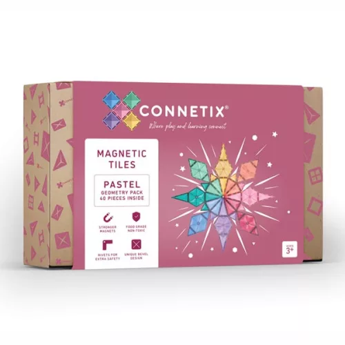 SET GEOMETRIC CONNETIX PASTEL, 40 BUCĂȚI
