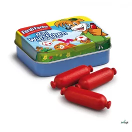   ERZI FAJÁTÉK -  FERDI FUCHS MINI KOLBÁSZKÁK FÉM DOBOZBAN